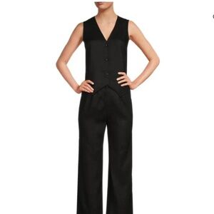 Saks 5th Avenue Linen Vest, Black, Size small